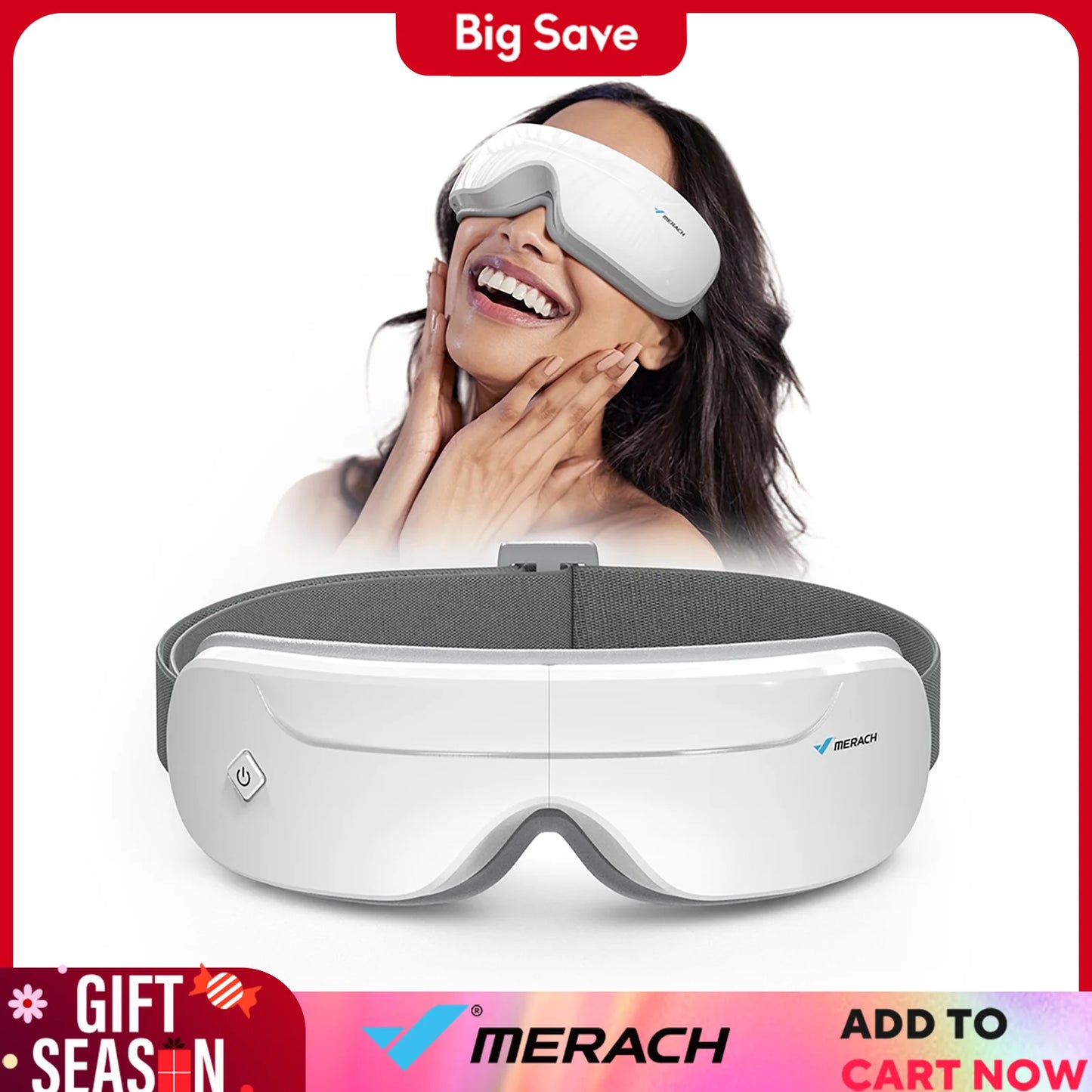 MERACH Eye Massager with Heat, Compression & Bluetooth Music - Smart Eye Mask