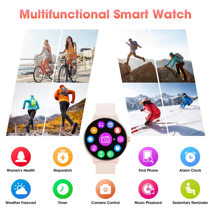 Karchilor 2024 Women's Smartwatch Bluetooth Call, Health Monitoring, IP67 Waterproof Fitness Watch