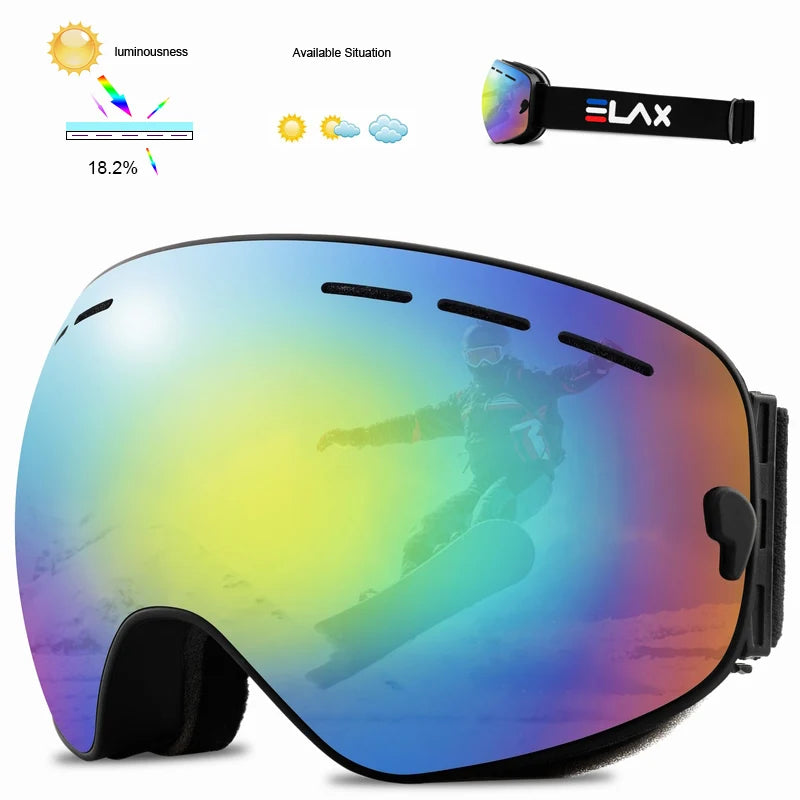 ELAX Double Layers Anti-Fog Ski Goggles