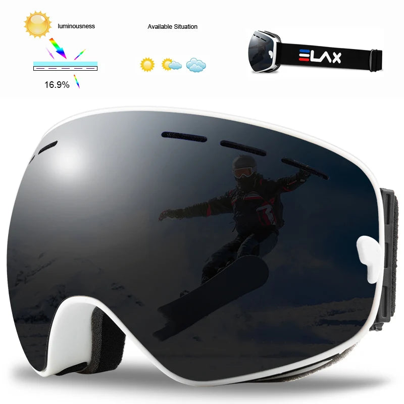 ELAX Double Layers Anti-Fog Ski Goggles