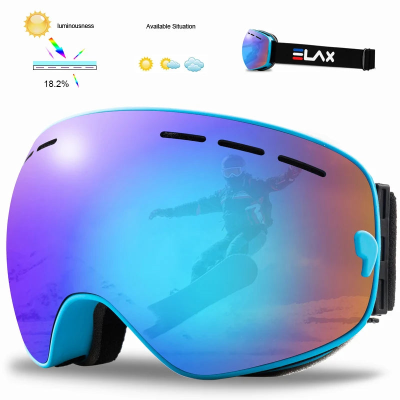 ELAX Double Layers Anti-Fog Ski Goggles