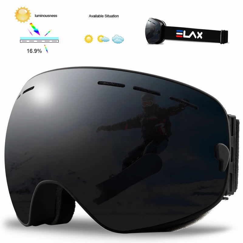 ELAX Double Layers Anti-Fog Ski Goggles