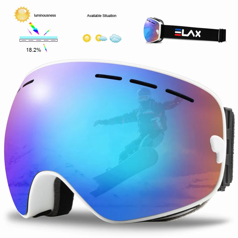 ELAX Double Layers Anti-Fog Ski Goggles