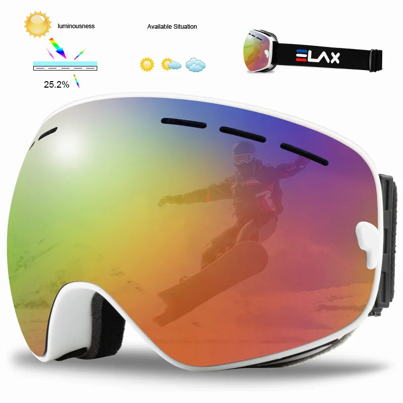 ELAX Double Layers Anti-Fog Ski Goggles