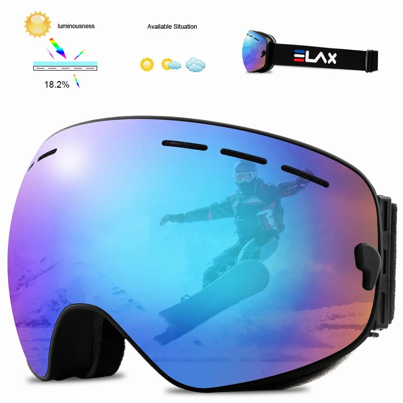 ELAX Double Layers Anti-Fog Ski Goggles