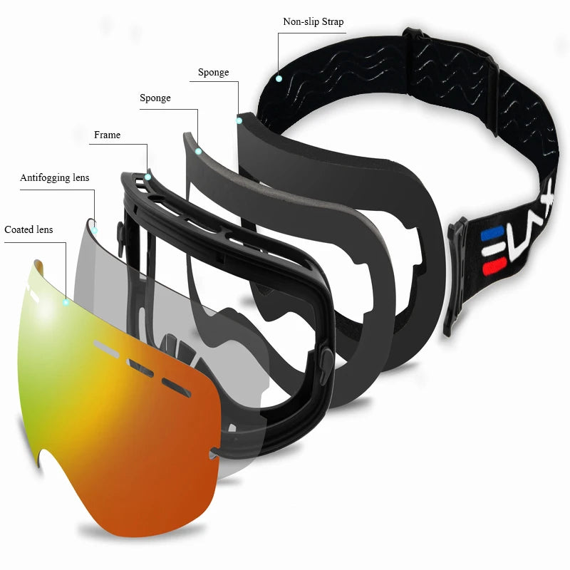 ELAX Double Layers Anti-Fog Ski Goggles