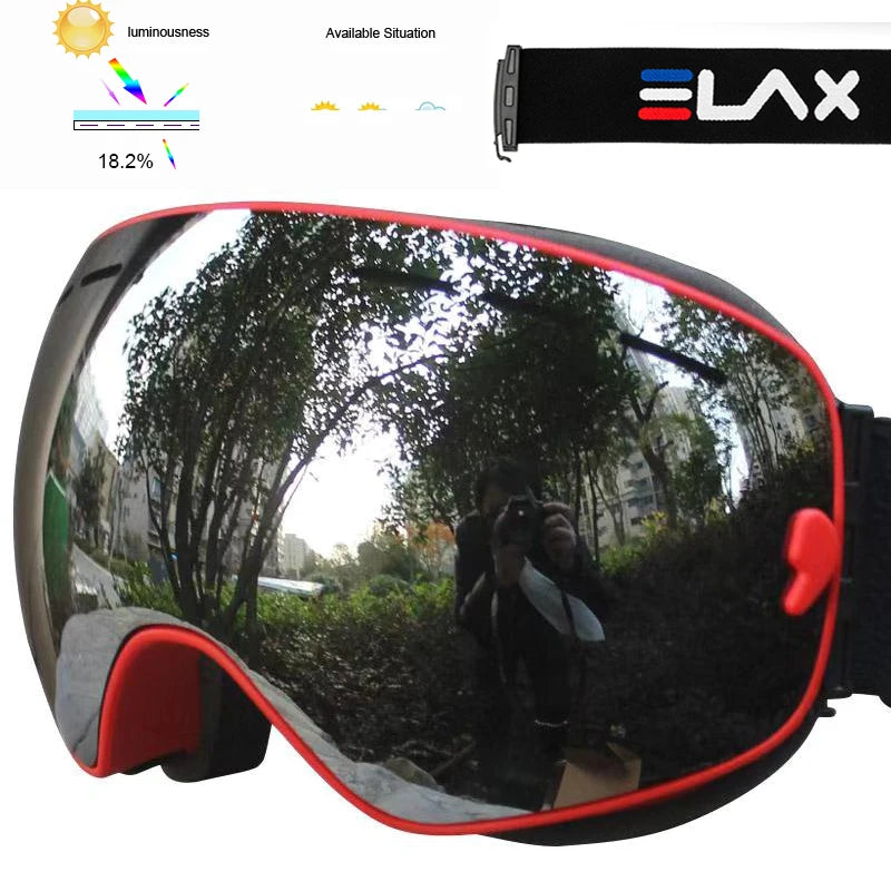 ELAX Double Layers Anti-Fog Ski Goggles