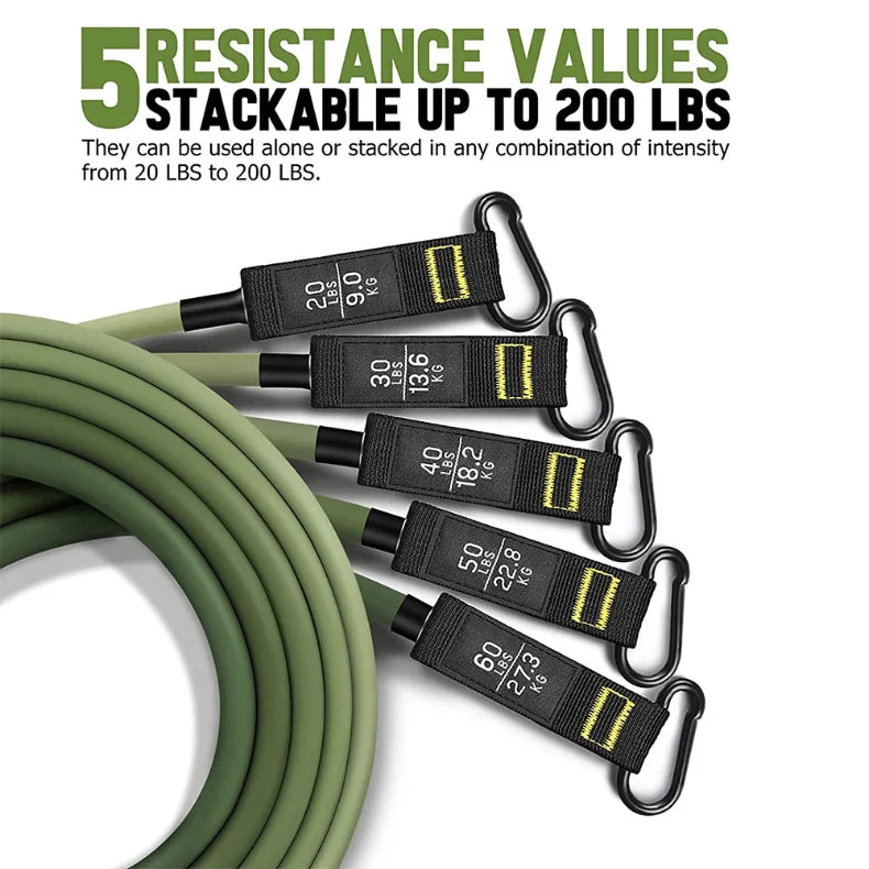 11-Piece 200LBS Resistance Bands Set