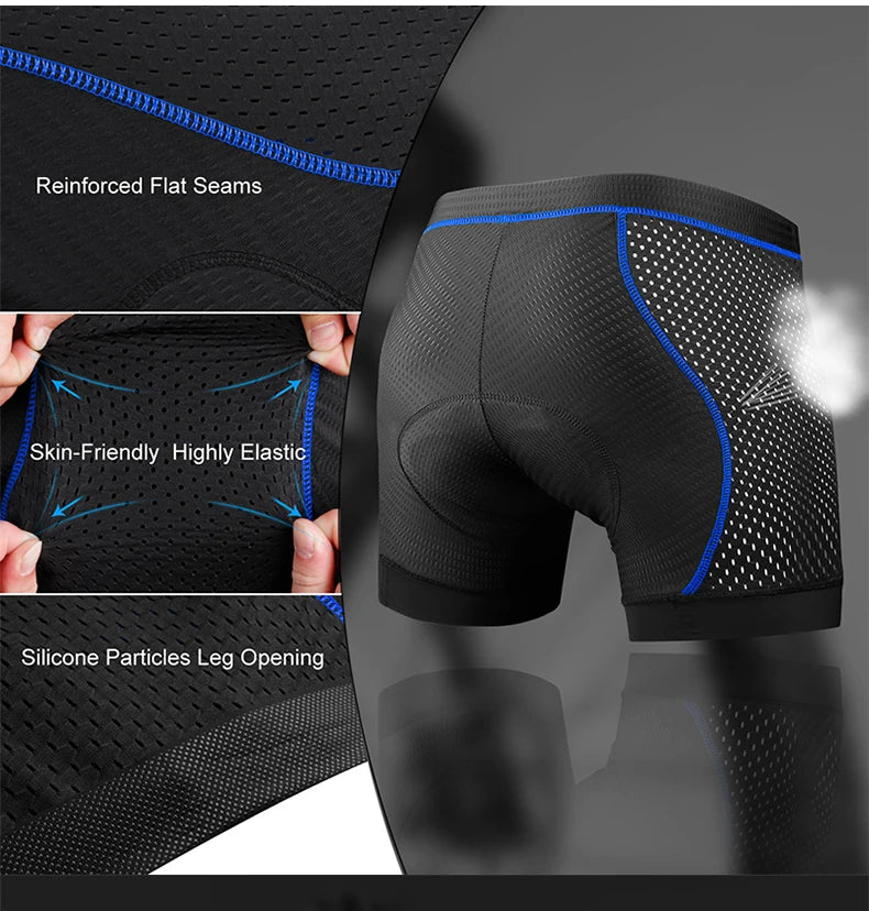 X-TIGER Men's 5D Padded Cycling Shorts - Breathable MTB Bike Underwear