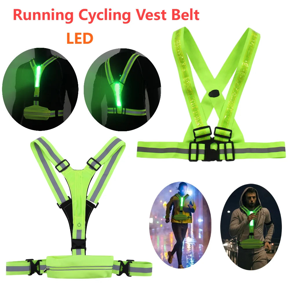 LED Reflective Elastic Vest for Night Running & Cycling Safety