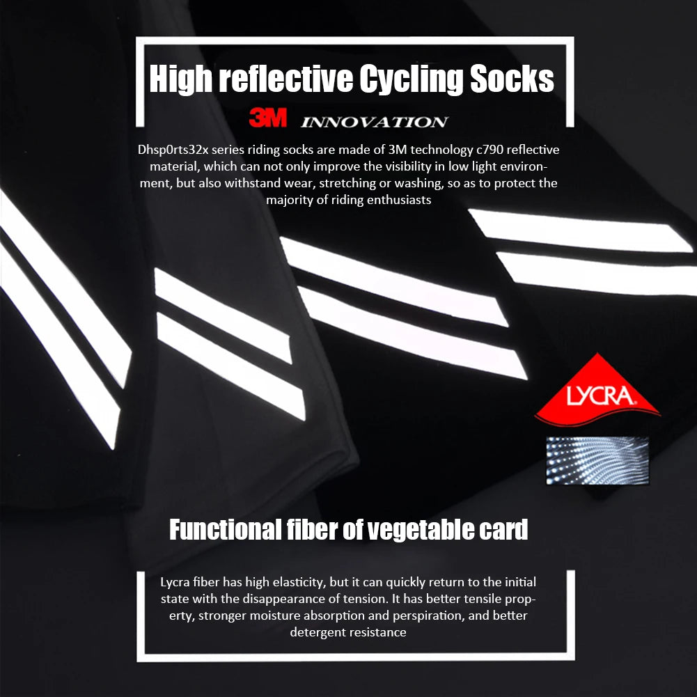 High Reflective Cycling Socks - Moisture-Wicking, Breathable Mid-Calf Socks for Sports & Fitness