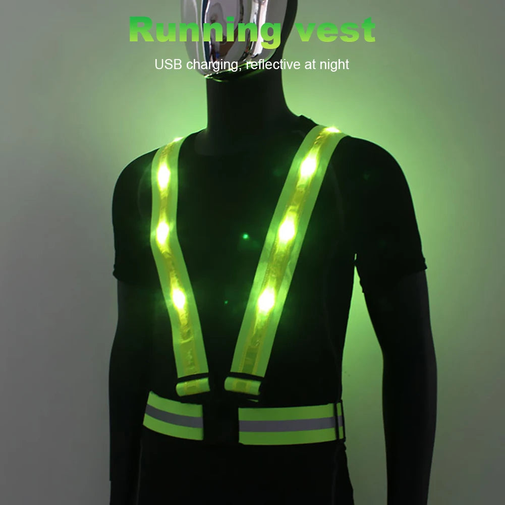 LED Reflective Elastic Vest for Night Running & Cycling Safety