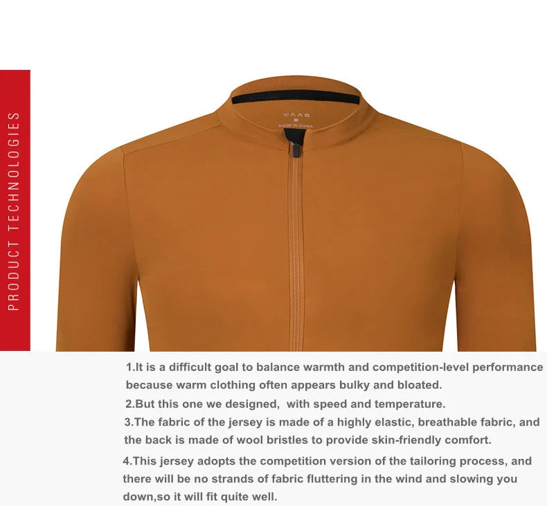 Rsantce 2024 Winter Thermal Fleece Cycling Jersey - Men's Long Sleeve MTB Shirt