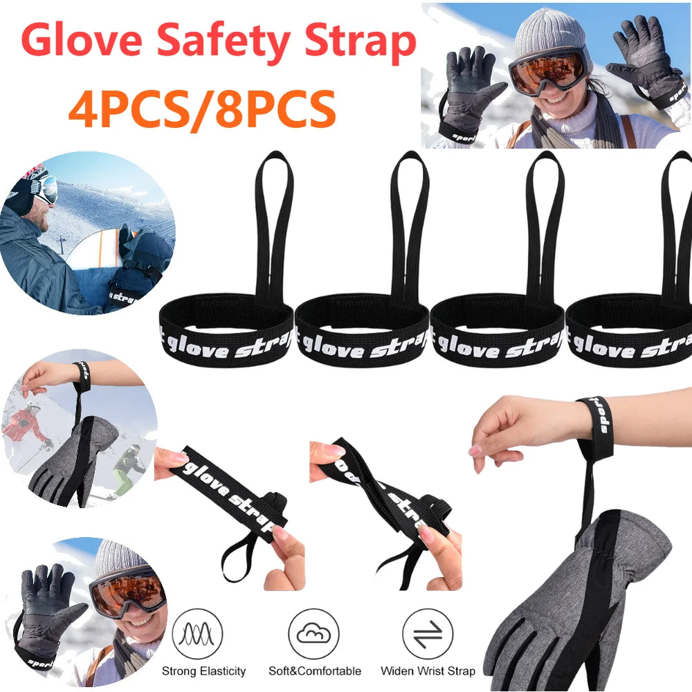 4/8 Pcs Anti-Lost Glove Wrist Strap for Skiing & Outdoor Sports