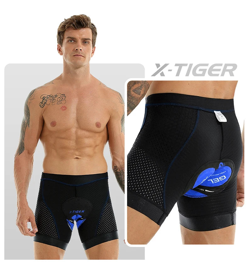 X-TIGER Men's 5D Padded Cycling Shorts - Breathable MTB Bike Underwear