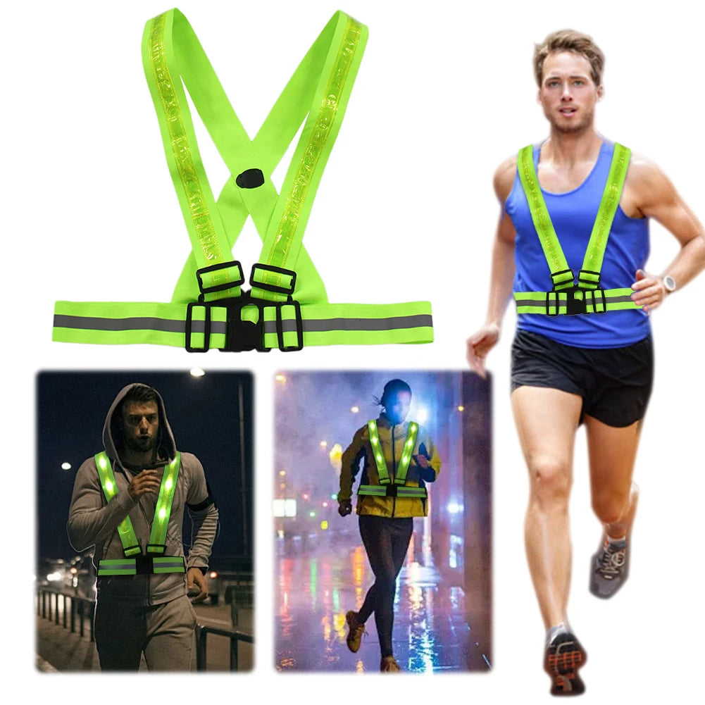 LED Reflective Elastic Vest for Night Running & Cycling Safety