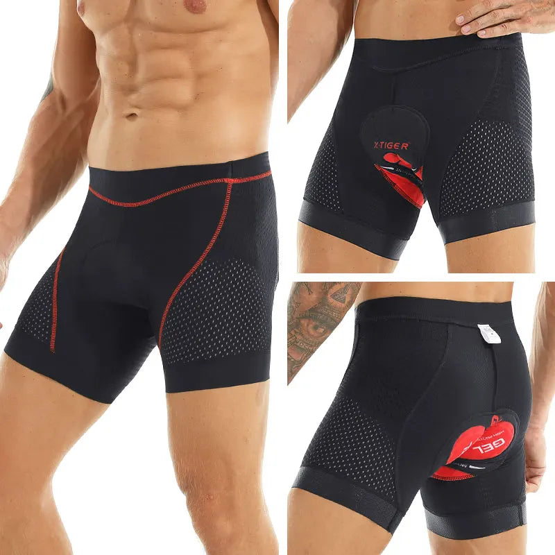 X-TIGER Men's 5D Padded Cycling Shorts - Breathable MTB Bike Underwear