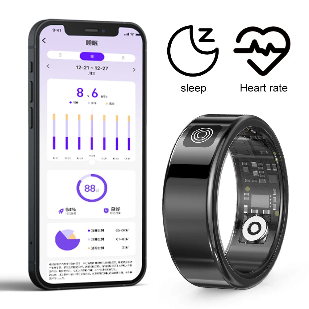 RS08 Smart Ring - 5ATM Waterproof Health & Fitness Tracker with Bluetooth 5.1