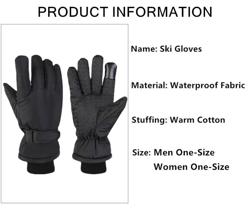 Men's Winter Ski Gloves – Waterproof & Windproof Outdoor Sports Gloves for Cycling, Motorcycle, Hiking, Camping