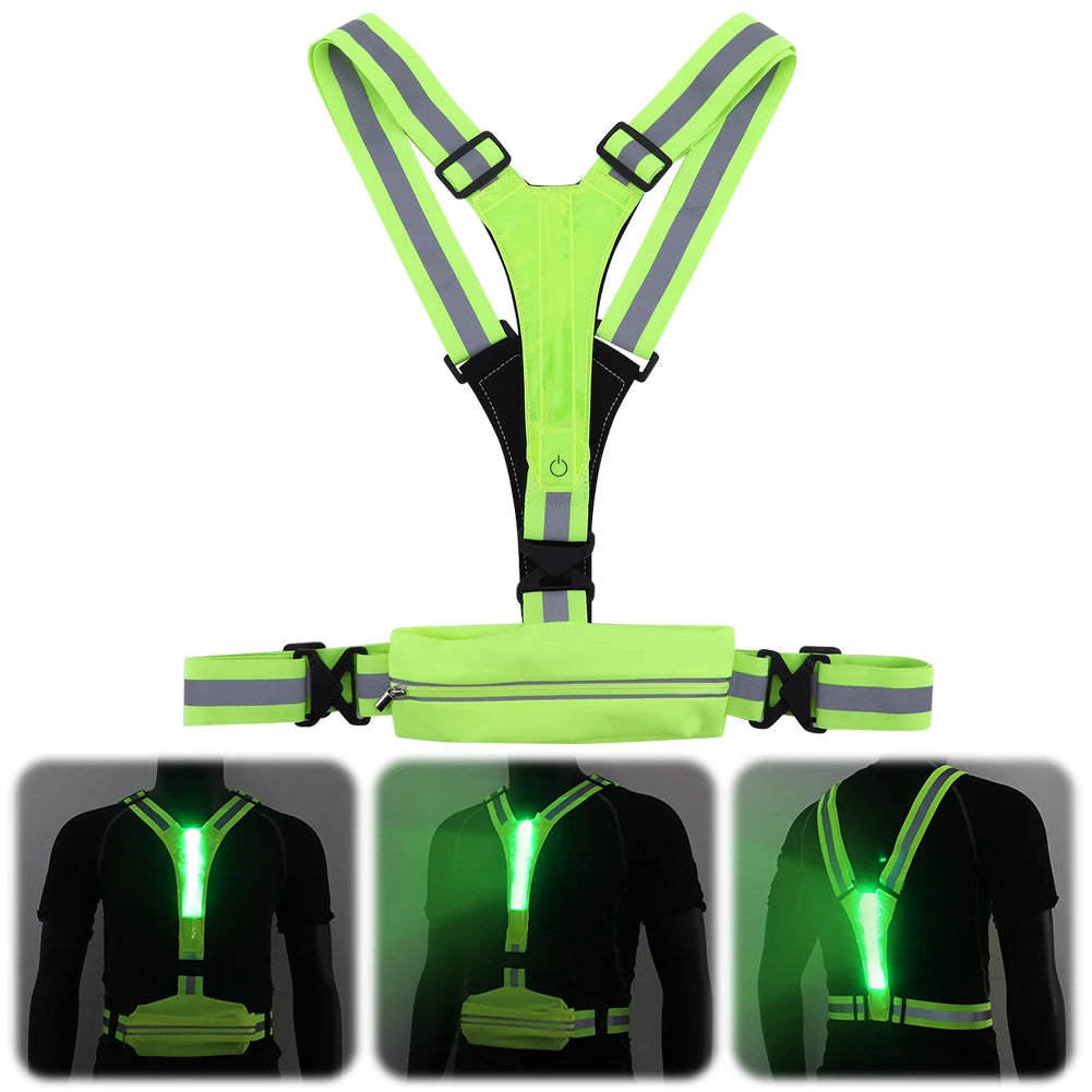 LED Reflective Elastic Vest for Night Running & Cycling Safety