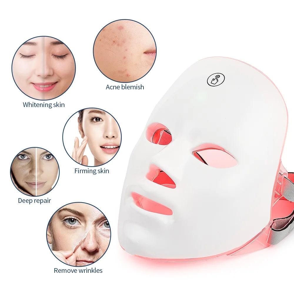 7-Color LED Facial & Neck Therapy Mask – Skin Tightening & Anti-Aging