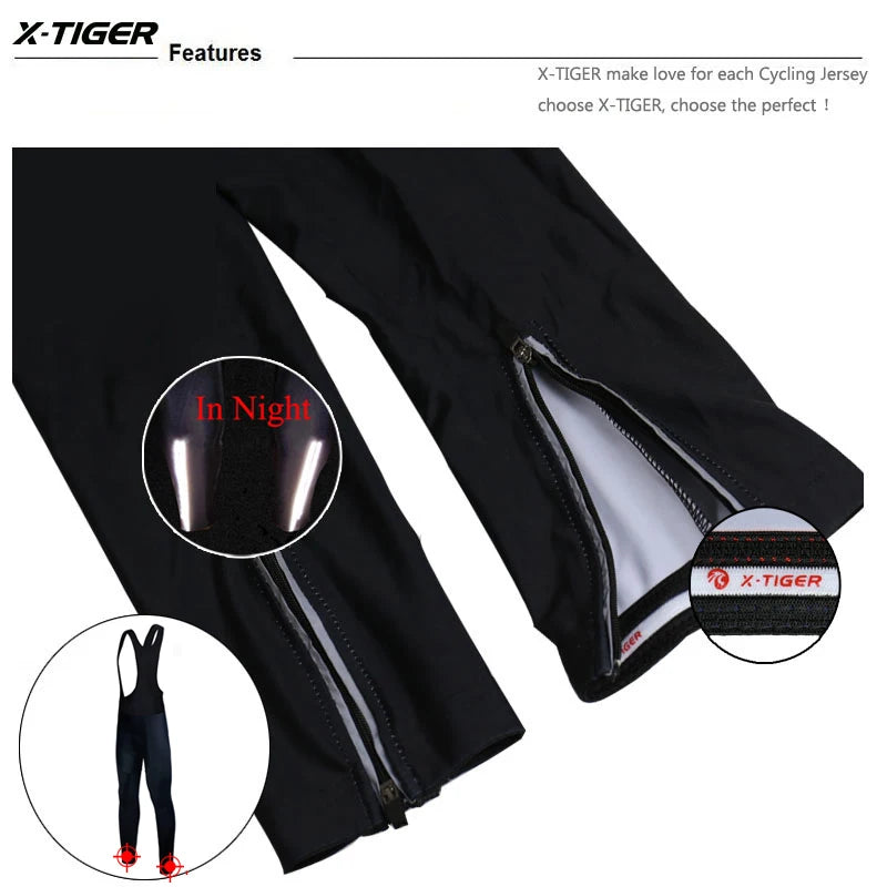 X-TIGER Winter Thermal Cycling Bib Trousers with 5D Gel Pad