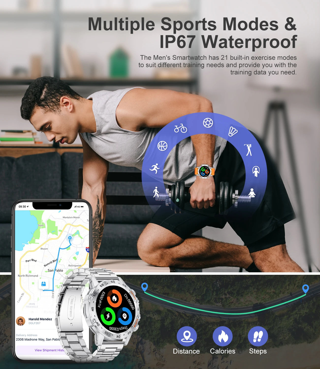 LIGE 1.39" Bluetooth Smart Watch for Men - Fitness & Health Monitor