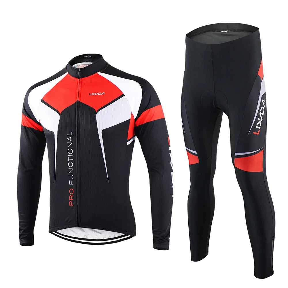 Lixada Men’s Spring Autumn Cycling Set - Long Sleeve Jersey & Pants