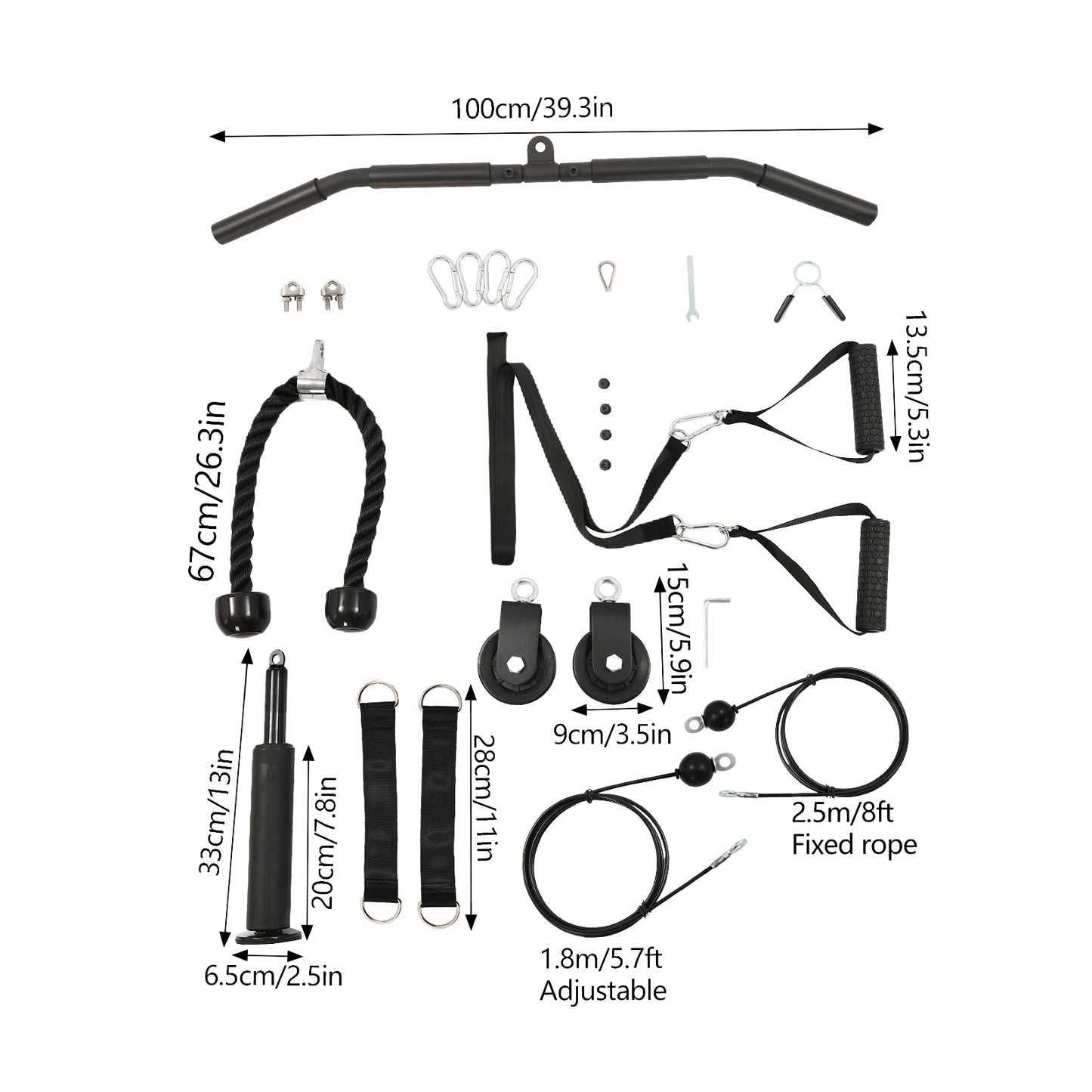 Fitness Cable LAT Pulley System Pull Down Machine Attachments