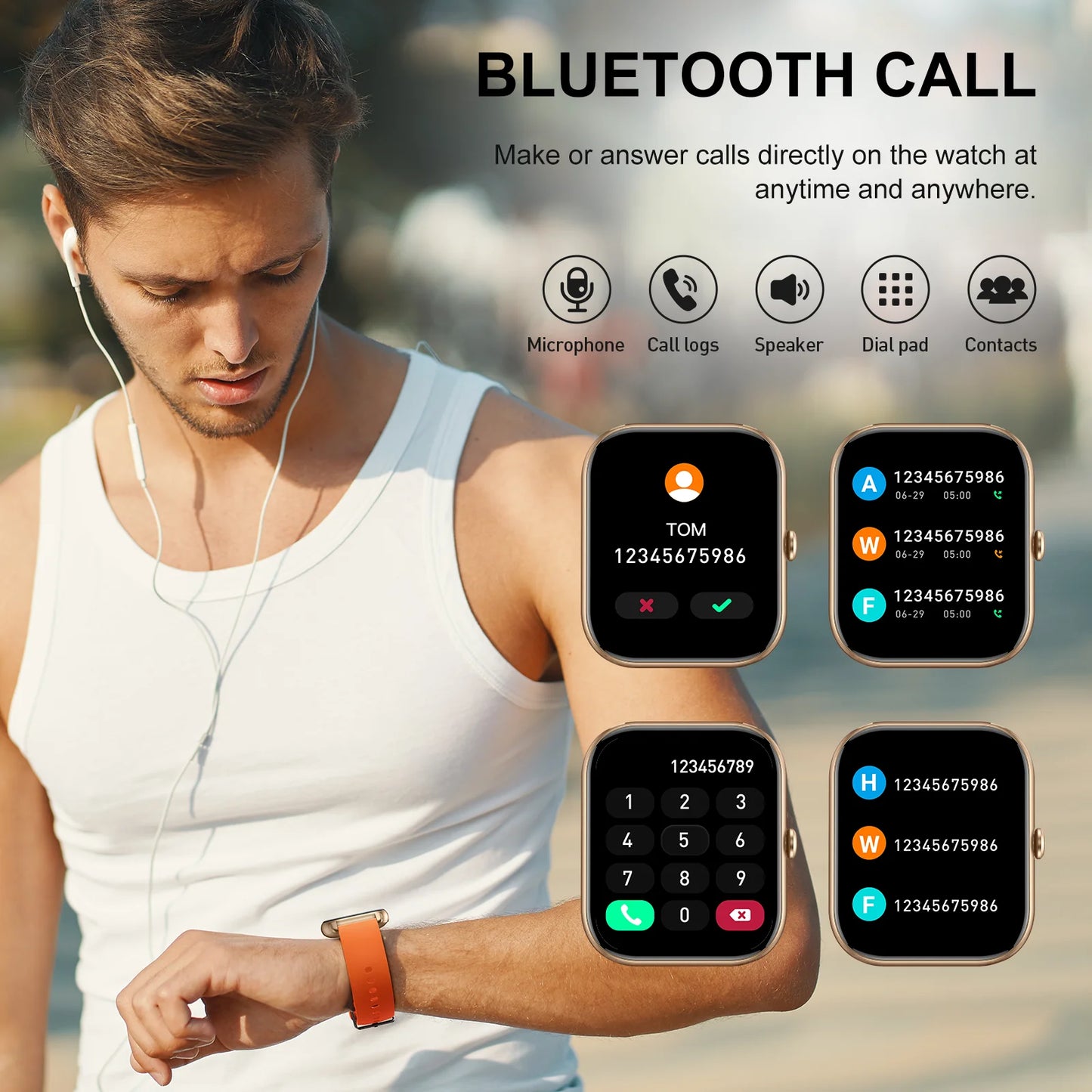 1.85" Smartwatch - IP68 Waterproof, 110+ Sport Modes, Fitness Tracker