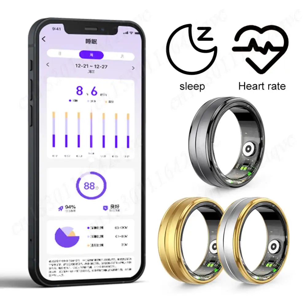 R06 5ATM Smart Ring for Men & Women - Heart Rate, Blood Oxygen Monitor, IP68 Waterproof, Multi-sport Fitness Tracker