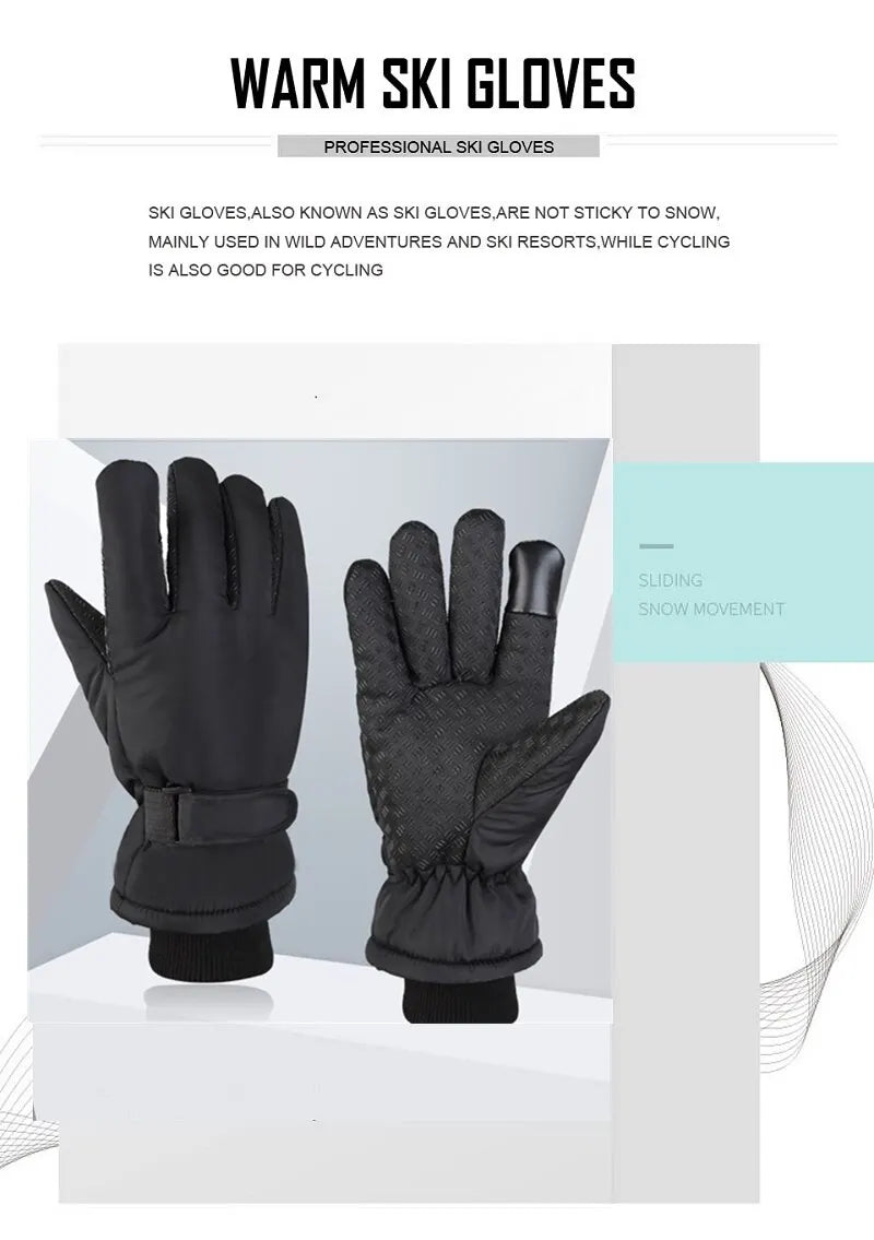 Men's Winter Ski Gloves – Waterproof & Windproof Outdoor Sports Gloves for Cycling, Motorcycle, Hiking, Camping