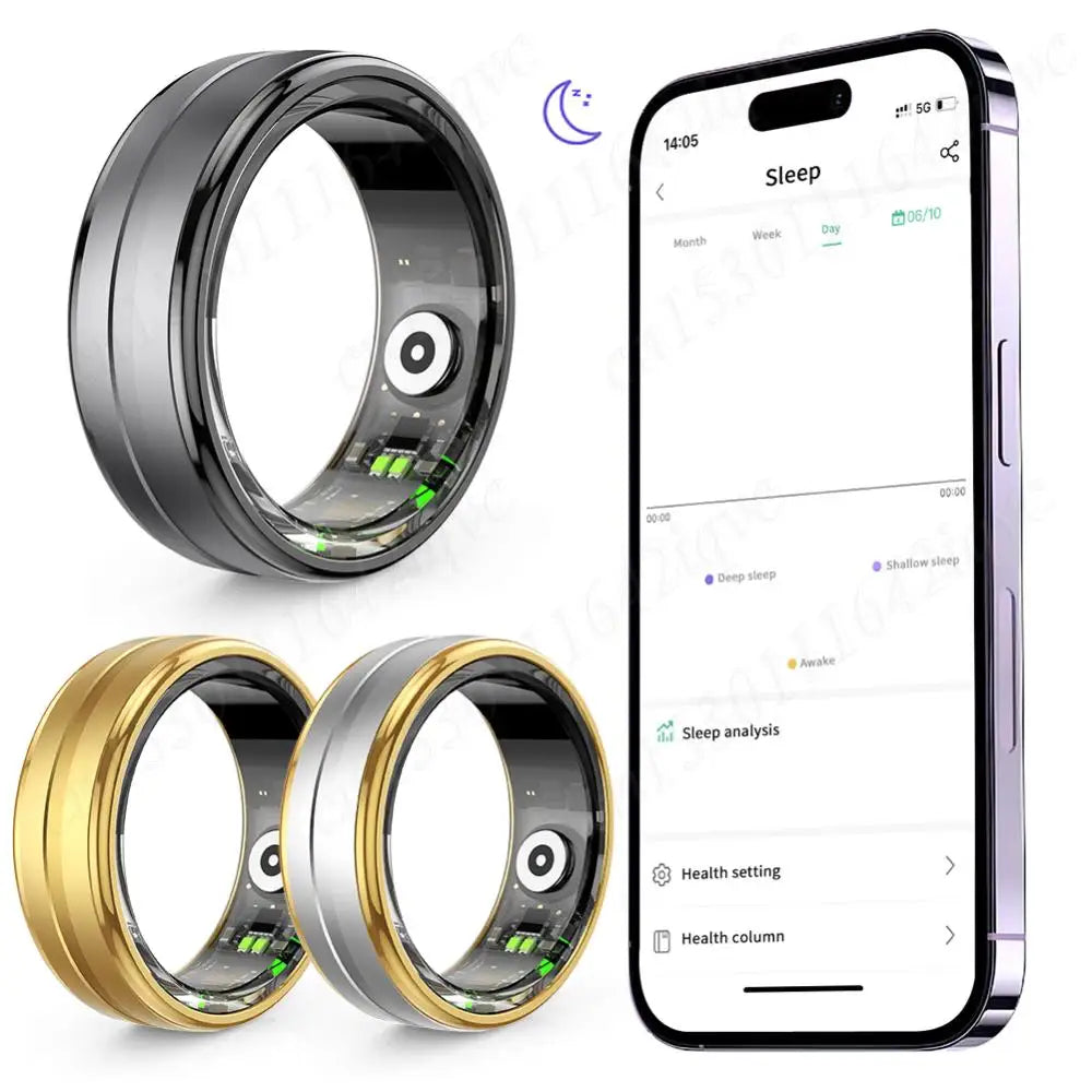 R06 5ATM Smart Ring for Men & Women - Heart Rate, Blood Oxygen Monitor, IP68 Waterproof, Multi-sport Fitness Tracker