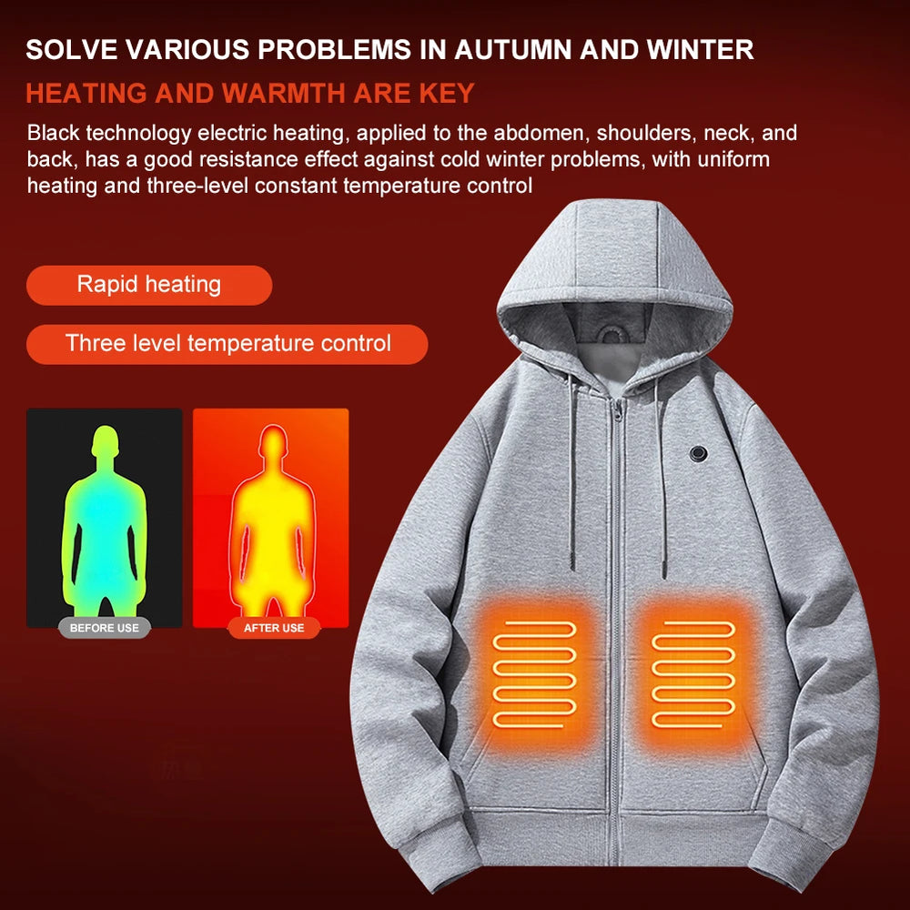 Men & Women Outdoor Electric Heated Hoodie - USB Charging Winter Warm Sportswear