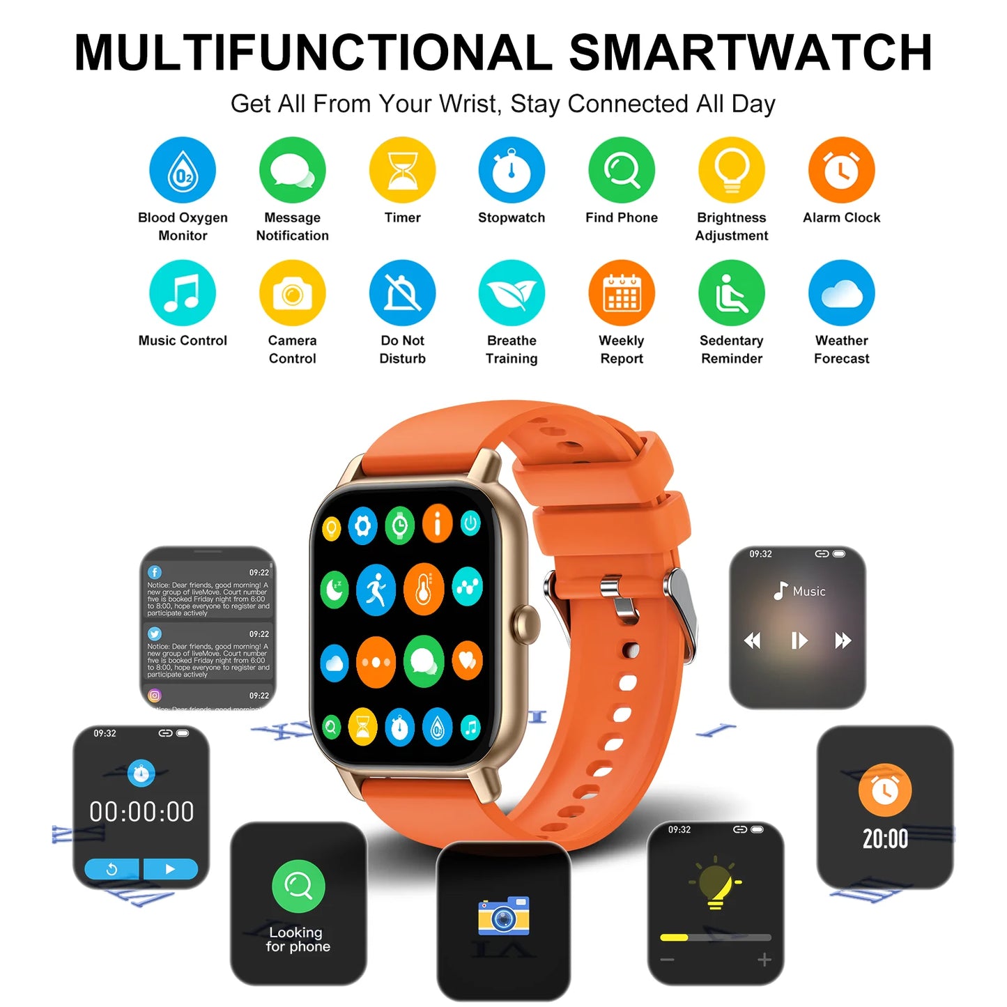 1.85" Smartwatch - IP68 Waterproof, 110+ Sport Modes, Fitness Tracker