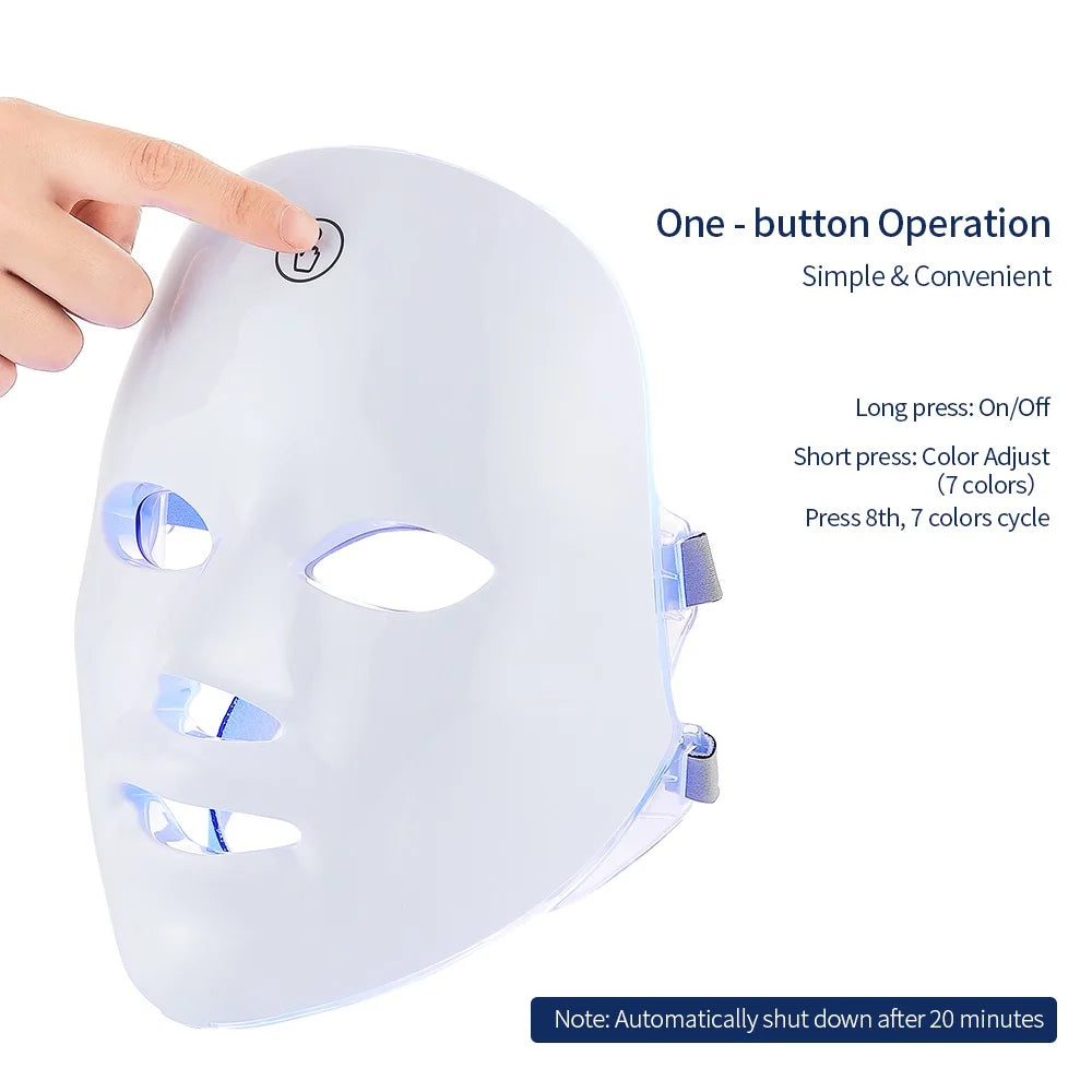 7-Color LED Facial & Neck Therapy Mask – Skin Tightening & Anti-Aging