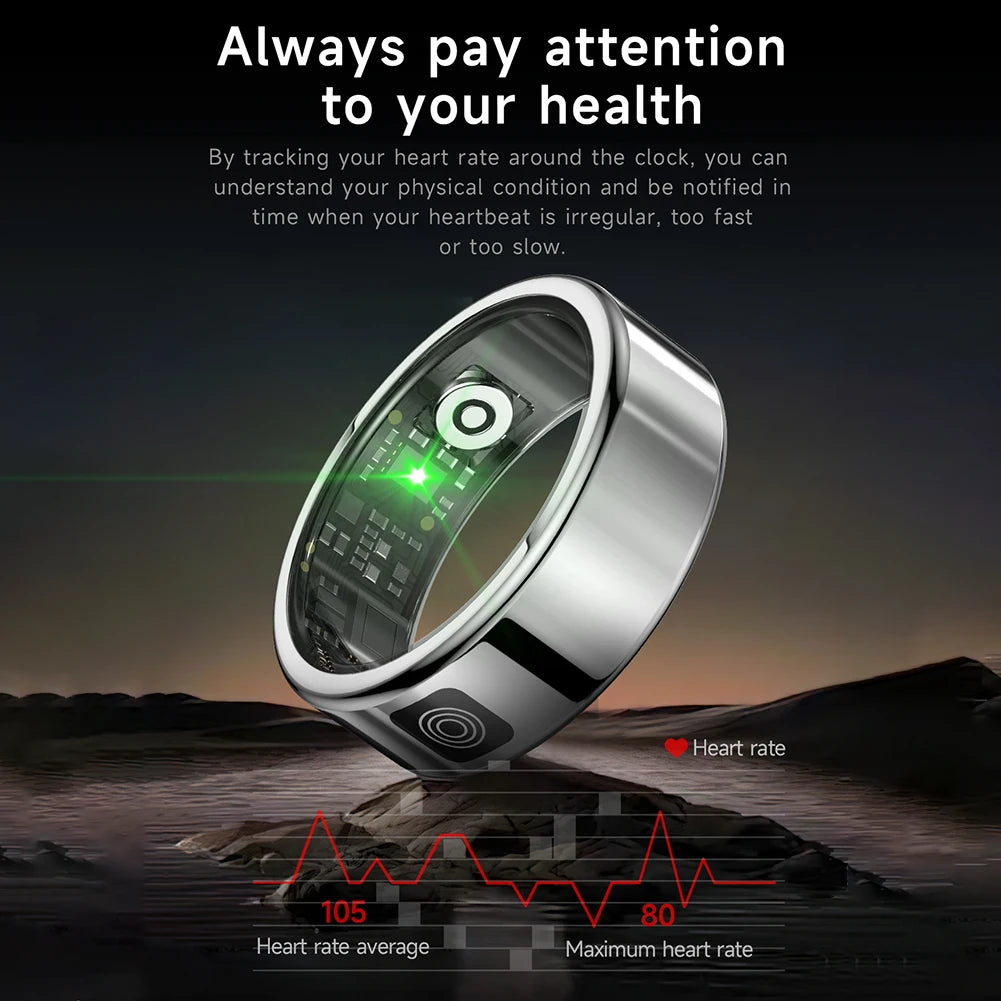 RS08 Smart Ring Heart Rate & Health Monitor - Waterproof, Multi-Sport, Sleep Tracker