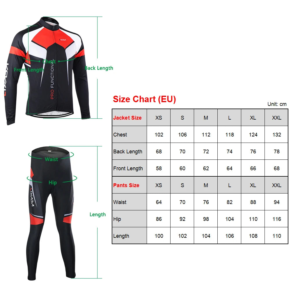 Lixada Men’s Spring Autumn Cycling Set - Long Sleeve Jersey & Pants